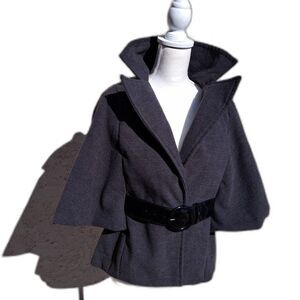 Size Med- short cape-jacket stretch belt Poly-Rayon-Spandex THICK -Silk lined